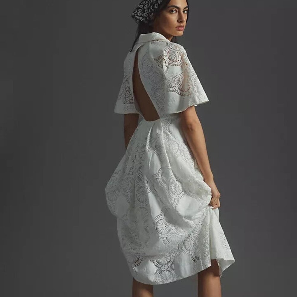 Anthropologie Maeve Eyelet Midi Dress - Picture 7 of 7